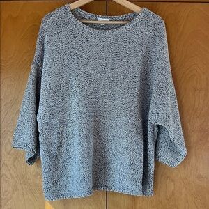 Oversized Knit Lavender + Light Gray Kimono Sweater Three-Quarter Sleeves